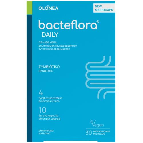 Olonea Bacteflora Daily Synbiotics Συμπλήρωμα Διατροφής για Καθημερινή Εξισορρόπηση του Εντερικού Μικροβιώματος 30veg.caps